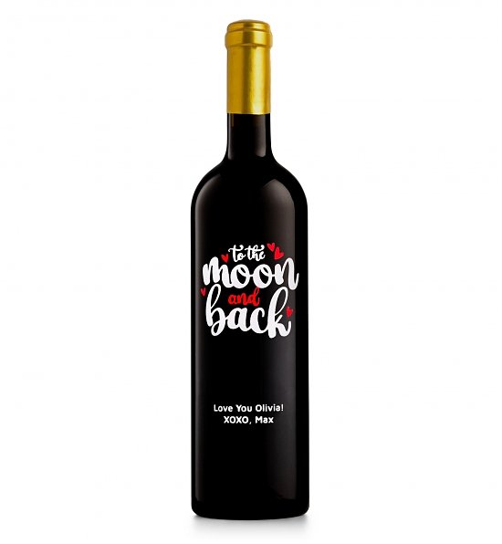 To the Moon and Back Personalized Wine Bottle