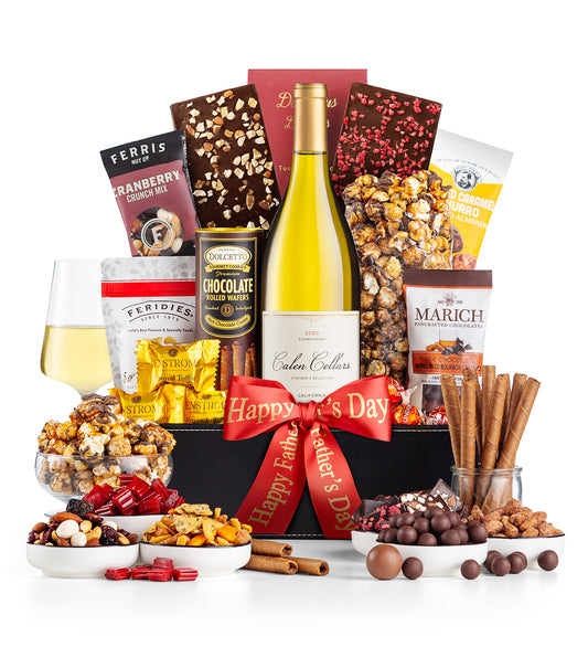 Father's Day Royal Treatment Wine Basket with Calen Cellars Chardonnay