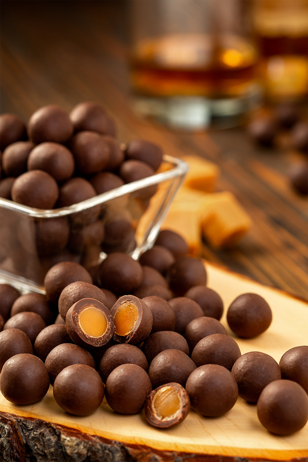 chocolate covered bourbon caramels