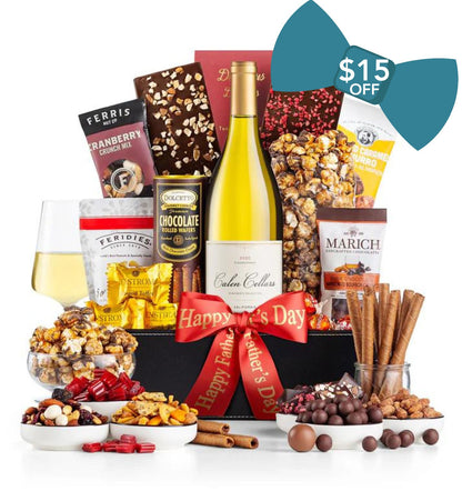 Father's Day Royal Treatment Wine Basket with Calen Cellars Chardonnay