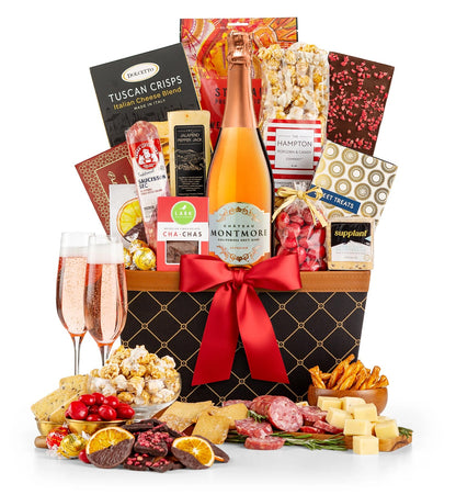 Champagne Wishes Gift Basket with with Chateau Montmore Rosé