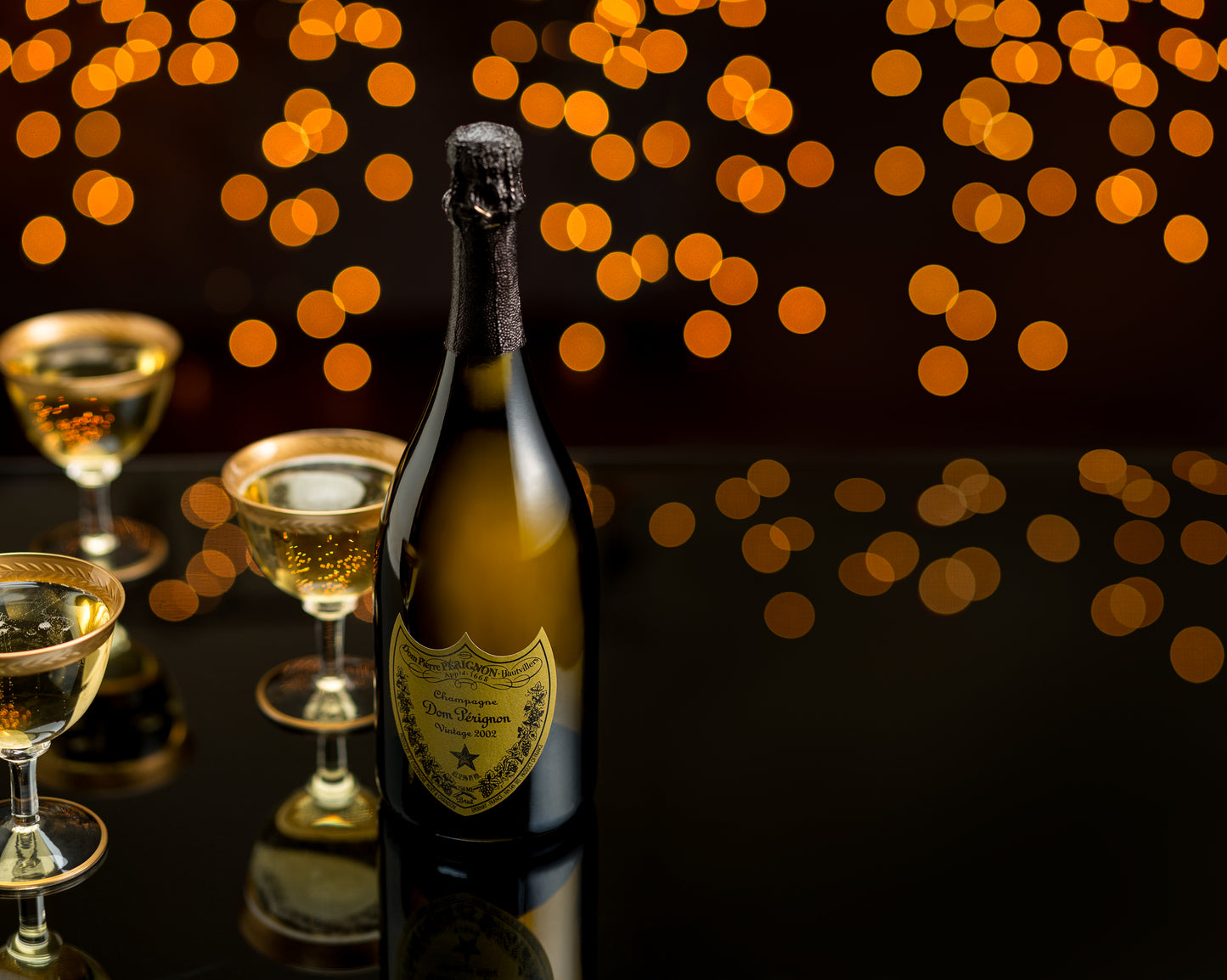Dom Pérignon Champagne Bottle with lights