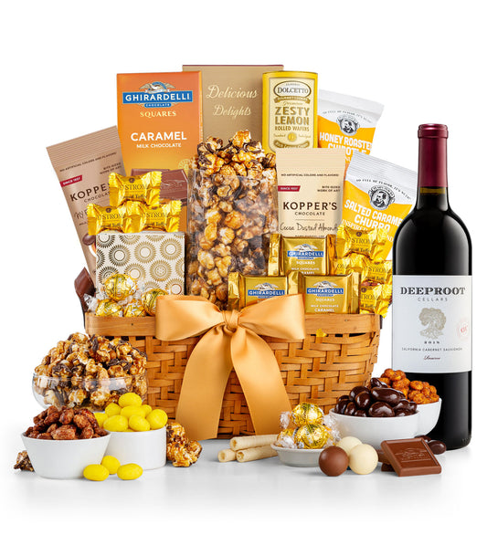 As Good As Gold Gift Basket with Wine