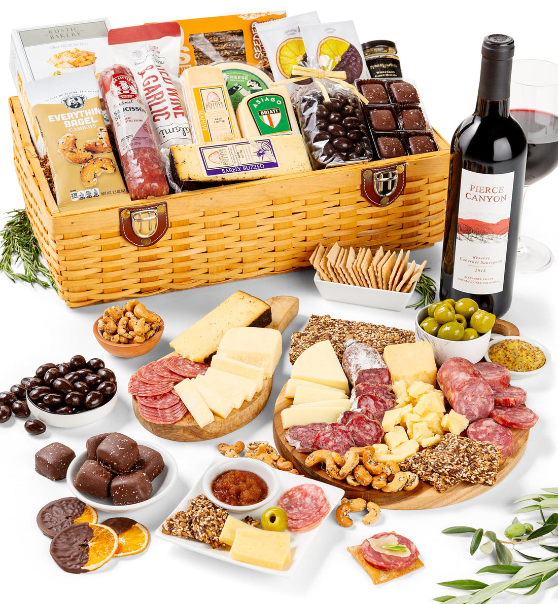 Select Cheese & Charcuterie Picnic Basket with Wine