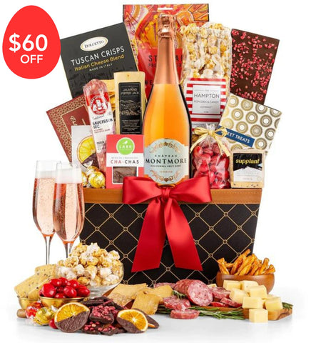 Champagne Wishes Gift Basket with Chateau Montmore Sparkling Rosé