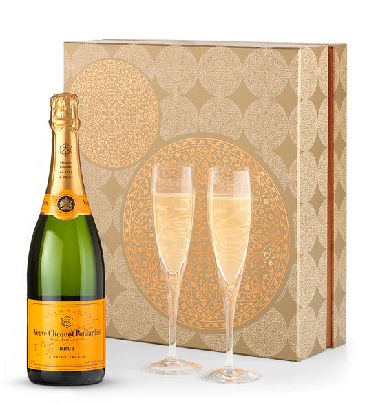 Veuve Clicquot Champagne and Flutes