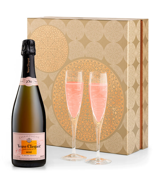 Veuve Clicquot Rosé Champagne and Flutes