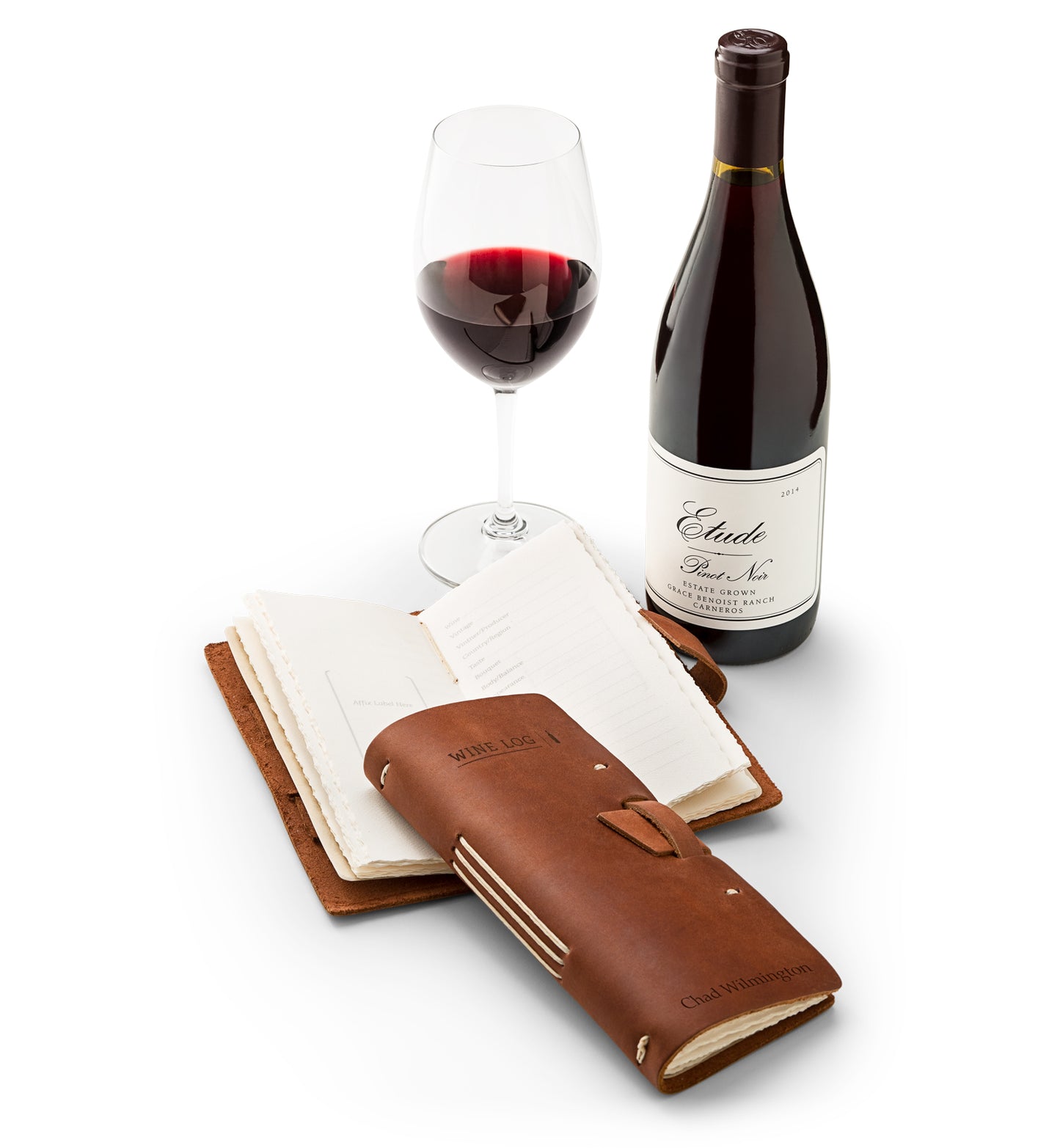 Choice of Wine and Embossed Leather Wine Log