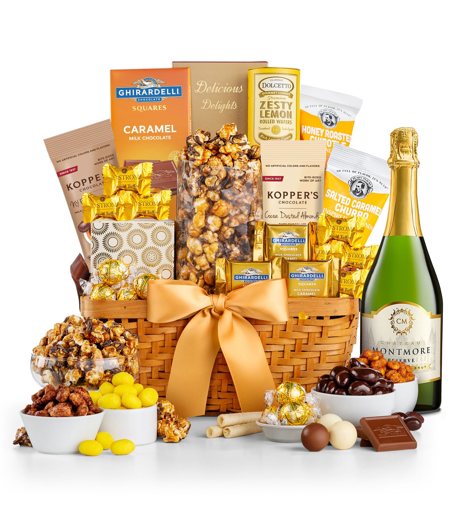 As Good As Gold Gift Basket with Chateau Montmore Reserve Sparkling