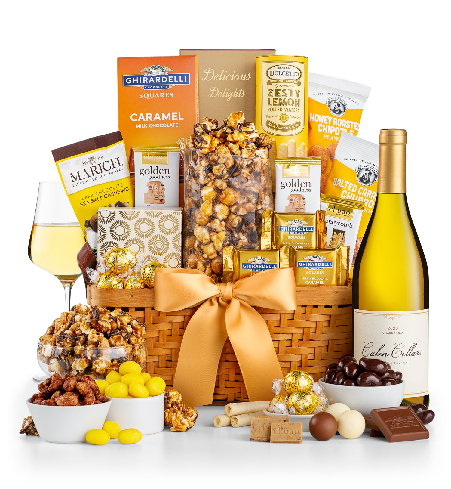 As Good As Gold Gift Basket with Calen Cellars California Chardonnay