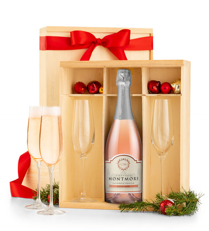 Chateau Montmore Sparkling Rosé Keepsake Toast Crate Holiday Version