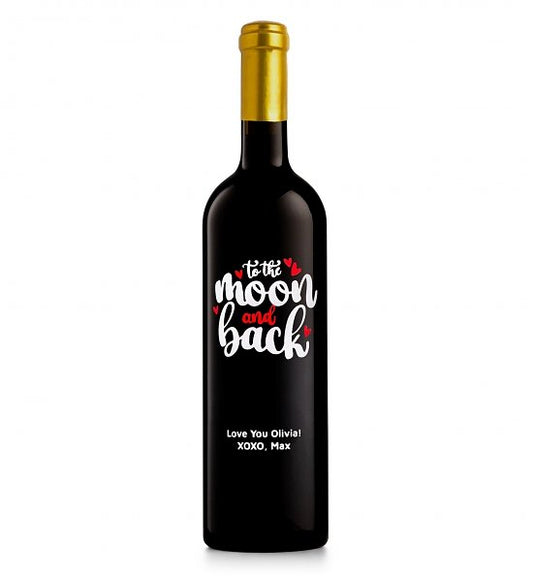 To the Moon and Back Personalized Wine Bottle