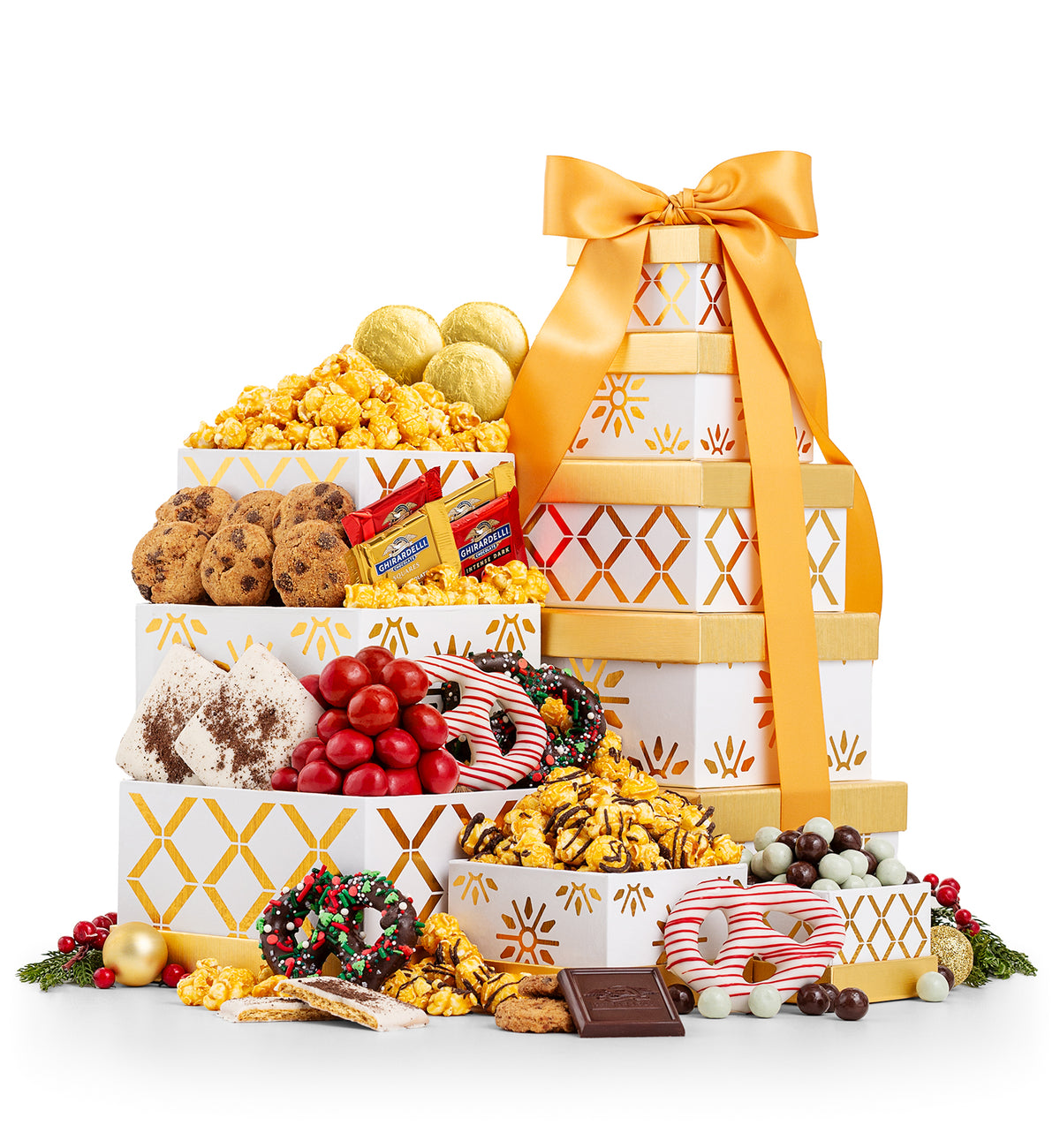 Holiday Gold Gift Tower
