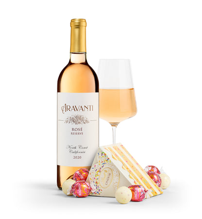 Aravanti Rosé with Birthday Cake LINDOR Truffles Cake Box