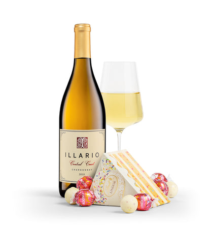 Illario Chardonnay with Birthday Cake LINDOR Truffles Cake Box