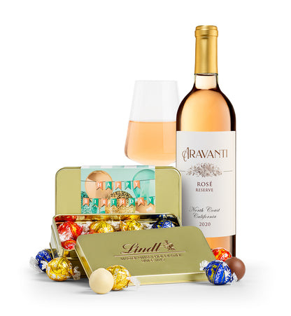 LINDOR Birthday Truffle Tin with Aravanti Rosé