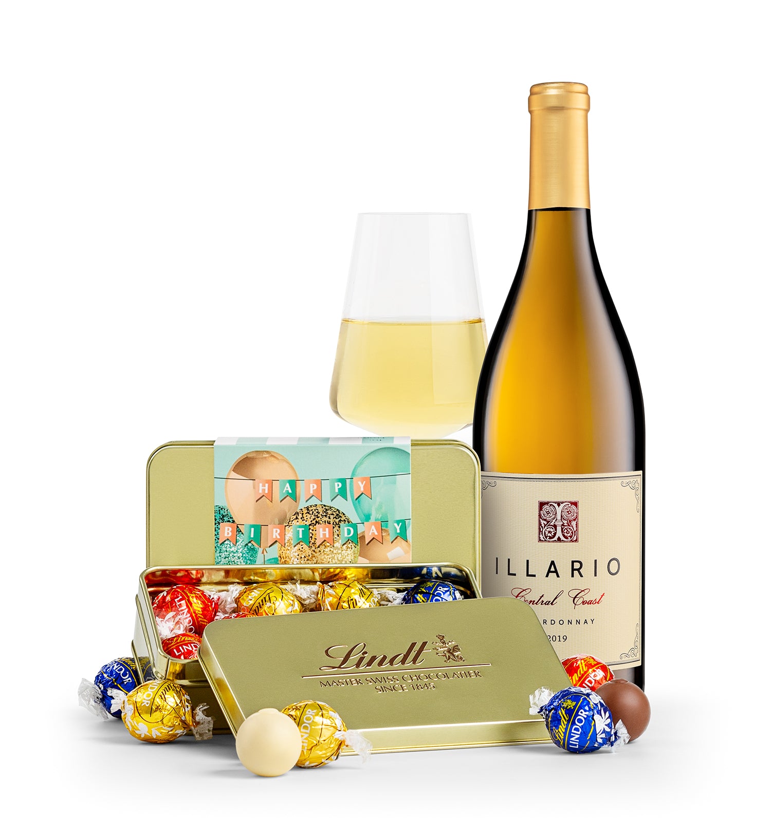 LINDOR Birthday Truffle Tin with Illario Chardonnay