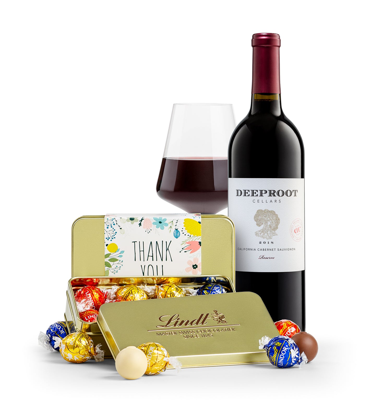 LINDOR Thank You Truffle Tin with DeepRoot Cabernet Sauvignon