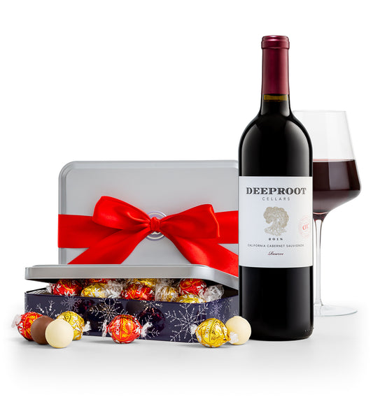 Winter Wonderland Truffle Tin with DeepRoot Cabernet Sauvignon