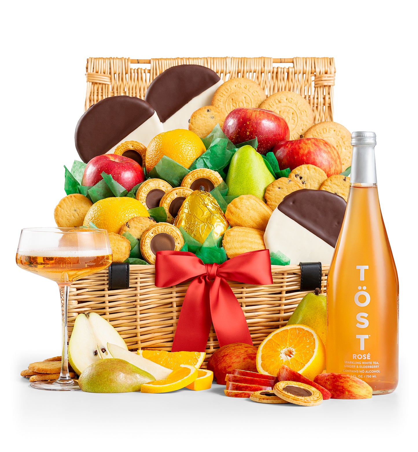 Premium Grade Fruit and Cookies Basket with Töst Sparkling Rosé