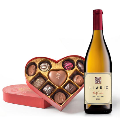 Illario Chardonnay and Bissinger's Heart Chocolates