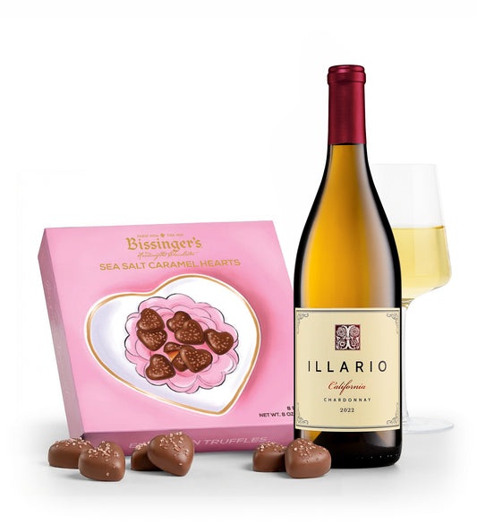 Illario Chardonnay and Bissinger's Sea Salt Caramel Hearts