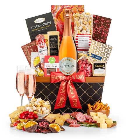 Mother's Day Champagne Wishes Gift Basket with Chateau Montmore Sparkling Rosé