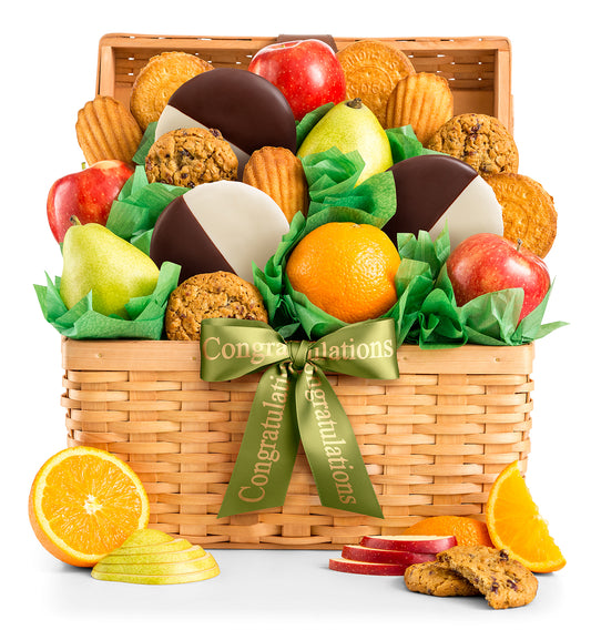 Congratulations Premium Grade Fruit and Cookies Basket