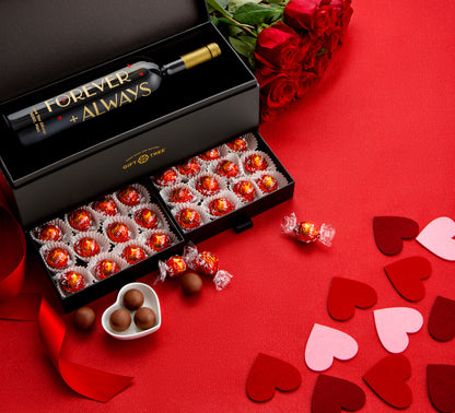Forever + Always Treasured Wine & Chocolate Gift Box with Roses