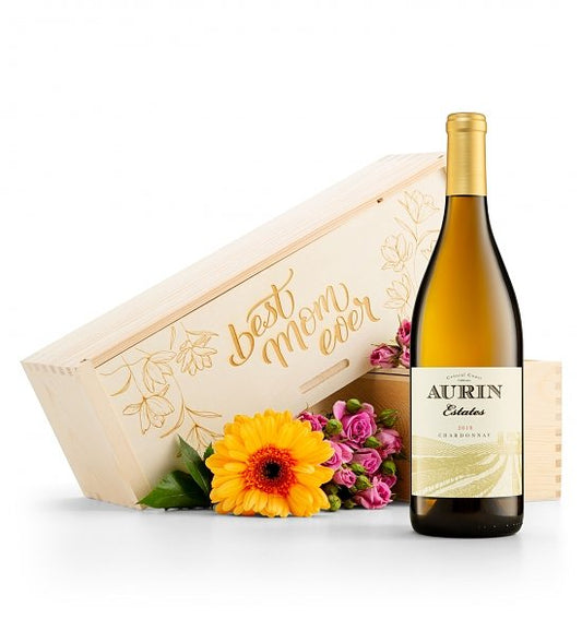 Best Mom Ever Wine Crate with Aurin Estates Chardonnay