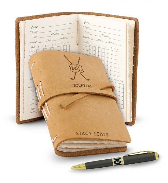 Personalized Leather Golf Log and Pen Gift Set